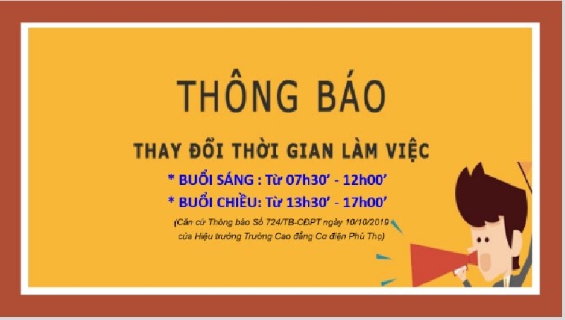 Thông báo thay đổi giờ làm việc mùa Đông